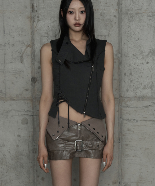 Diagonal Corset Vest (Dark Gray)
