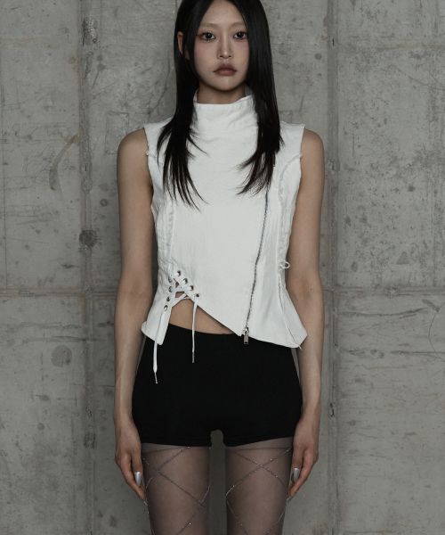 Diagonal Corset Vest (White)