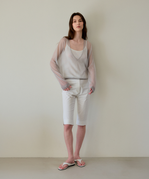 Slim Fit Cotton Bermuda Shorts (White)