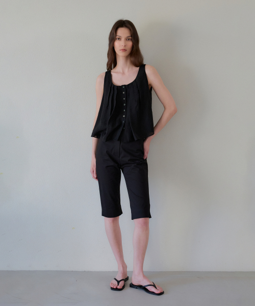 Slim Fit Cotton Bermuda Shorts (Black)