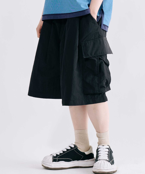 [UNISEX] Нейлоновые шорты-бермуды карго Rough_Black