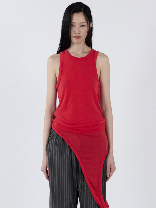 Unbalance Drop Sleeveless _ Red