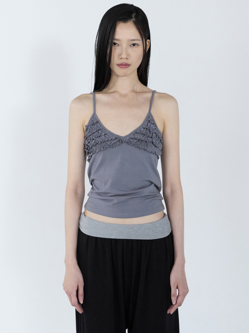 Frill Bustier Sleeveless _ Charcoal
