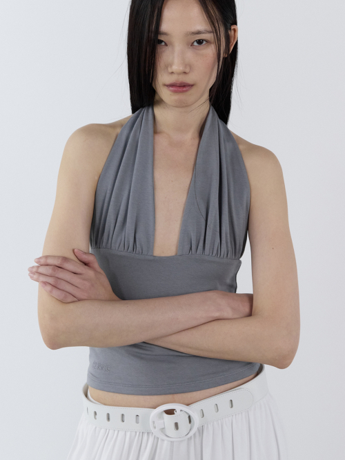 Halter Neck Cami Top _ Gray