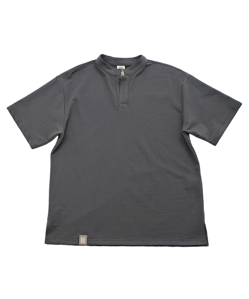 S-C OPEN HENLEY-NECK 1/2 TEE (Charcoal)