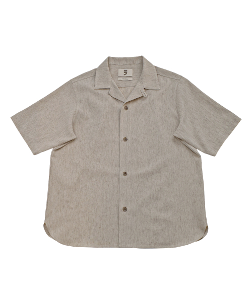 HERRINGBONE LINEN TAILORED 1/2 SHIRT (Oatmeal)