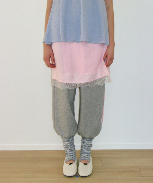 LEG WARMER LAYERED SWEAT PANTS GREY
