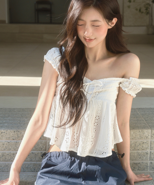 Angelo punching blouse - WHITE
