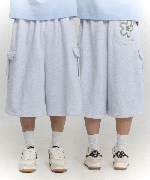 Cargo Bermuda Sweat Pants MELANGE WHITE