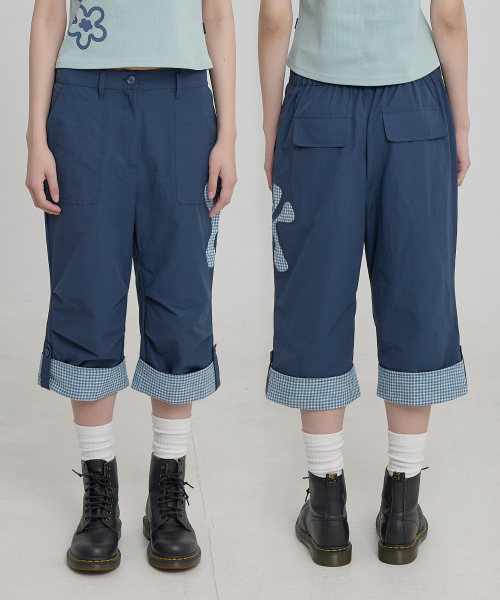 Check Applique Capri Pants NAVY