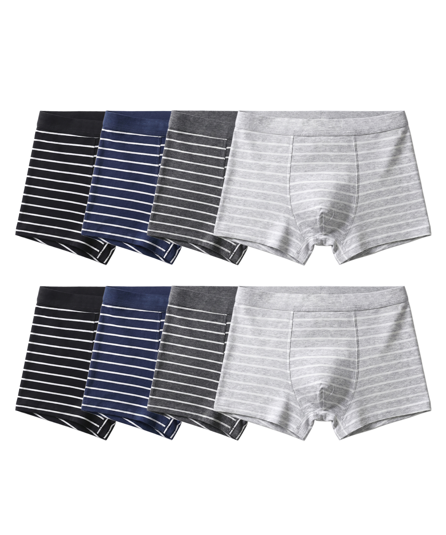 [8PACK] Striped Mens Cotton Boxer Briefs