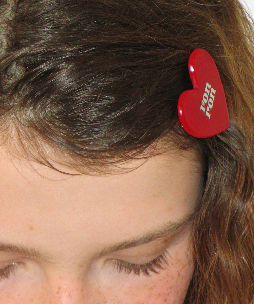 RR HEART HAIR PIN CREAM RED (2EA)