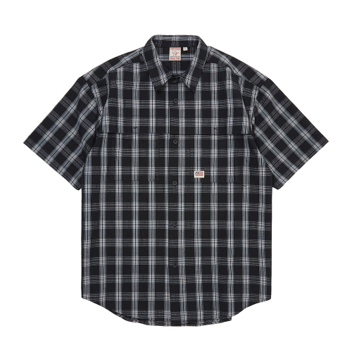 SHADOW CHECK HALF SHIRT_BLACK