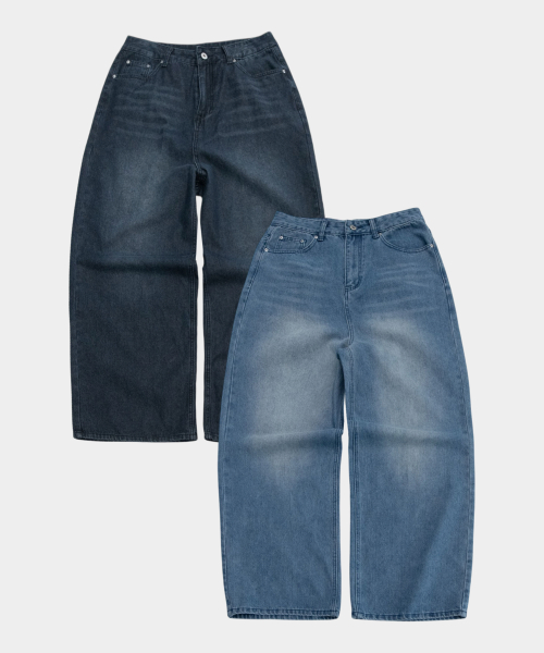 Широкие джинсы Vintage Dirty с потертостями _2COLOR