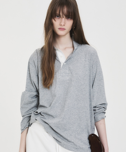RELAXED LONG-SLEEVE POLO GRAY