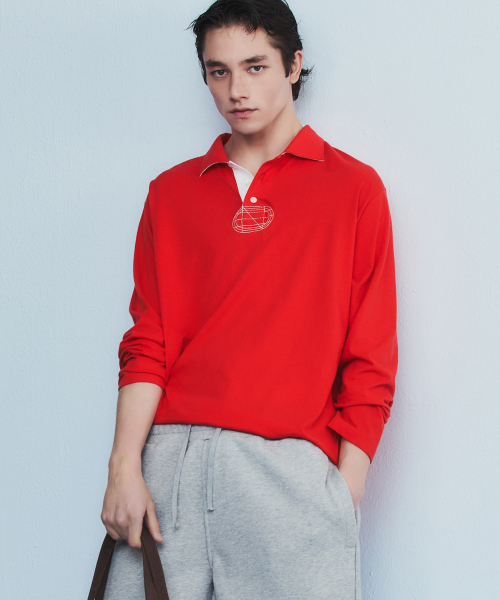 RELAXED LONG-SLEEVE POLO RED