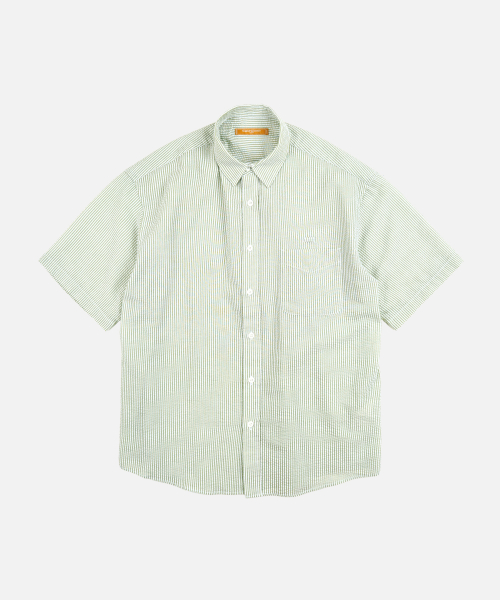 OG STRIPE SEERSUCKER HALF SHIRT _ GREEN