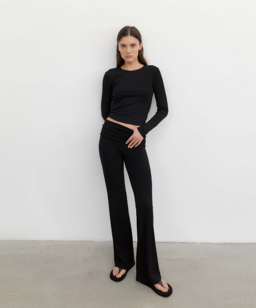 Складные ребристые брюки Black