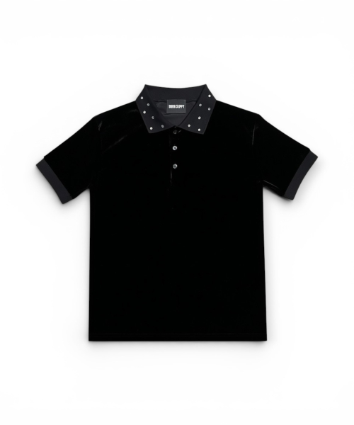 Crystal Stud Edge Polo (Black)