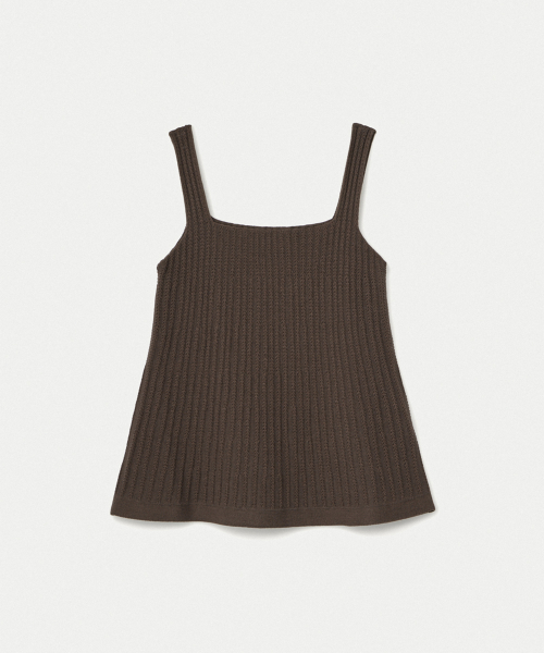 Cotton Crochet Trapeze Top_Brown