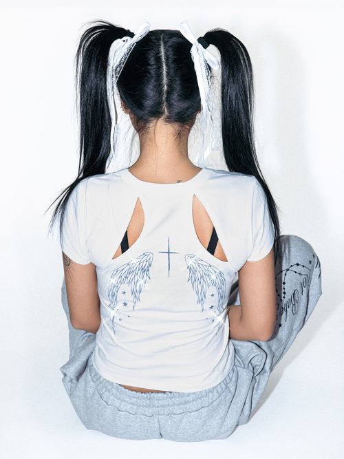 Back Cutout Angel T-shirt (White)