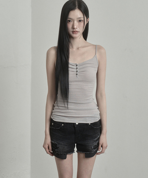 Silvery Button Sleeveless (sand beige)
