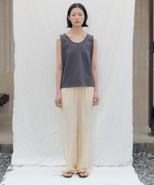 Silky Pajama Tuck Pants_CREAM