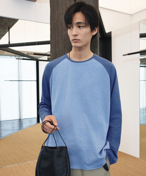 Cut-off Raglan L/S T-shirt Blue