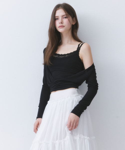AIRY 3 LAYER LACE WRAP TOP_TT6S206BK