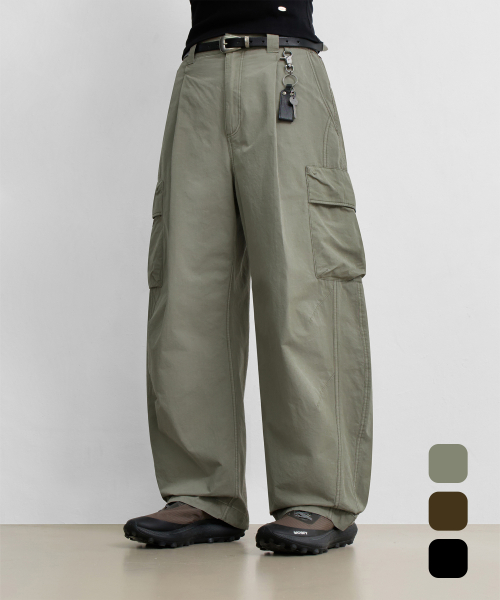 Широкие брюки карго на резинке с защипами, 3 COLOR