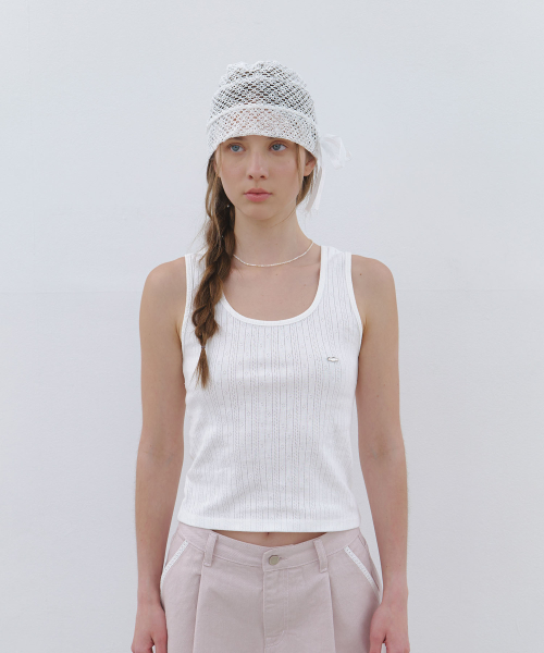 Quiet Texture Sleeveless Top - white