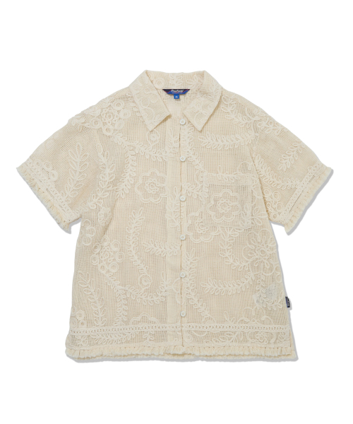 Рубашка с объёмной крошет-нашивкой Beige FS2WR30F