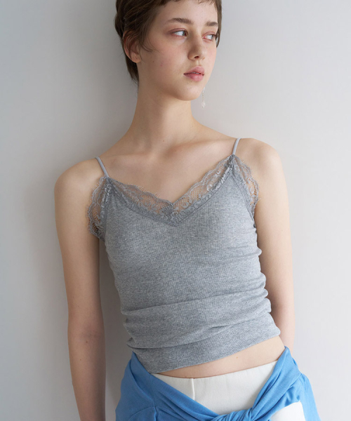Rosy кружево Sleeveless Top - Gray
