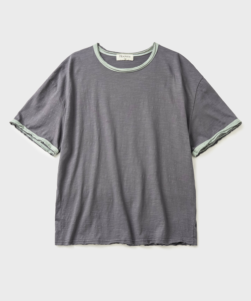 Многослойная кроп-футболка из слаб-трикотажа (Blue Gray)
