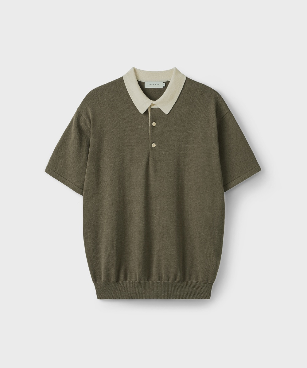 Rugby Collar полу-трикотаж, olive drab