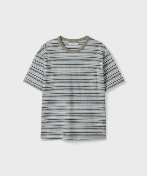 WASHED BORDER S/S T-рубашка [MOSS GREEN]