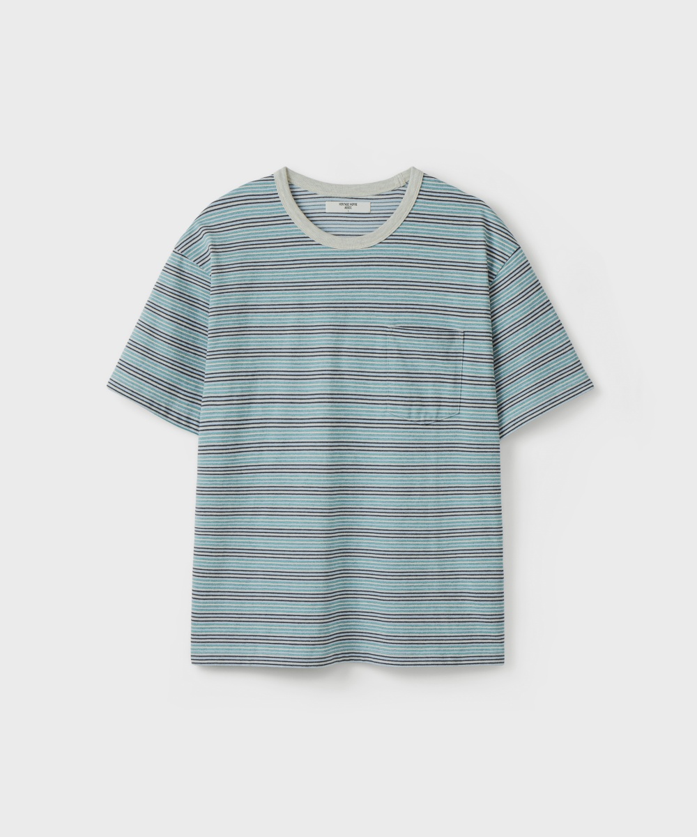 WASHED BORDER S/S T-рубашка [TURQUOISE]