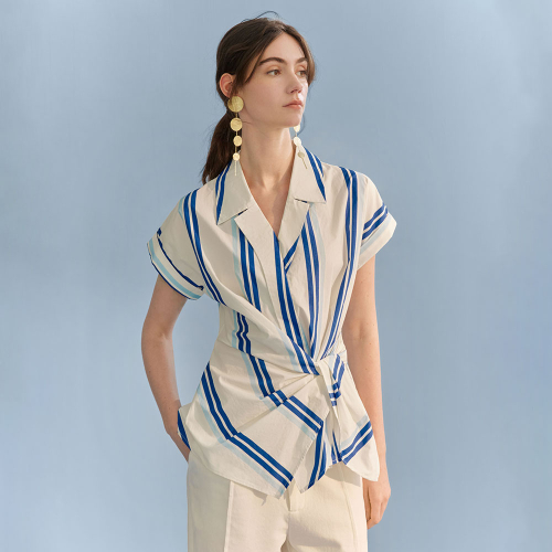 YY_Blue and white striped рубашка