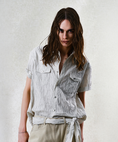 WRINKLE STRIPE WESTERN рубашка (IVORY)