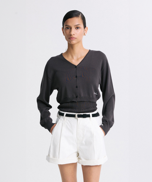 V-NECK CROPPED KNIT кардиган CHARCOAL