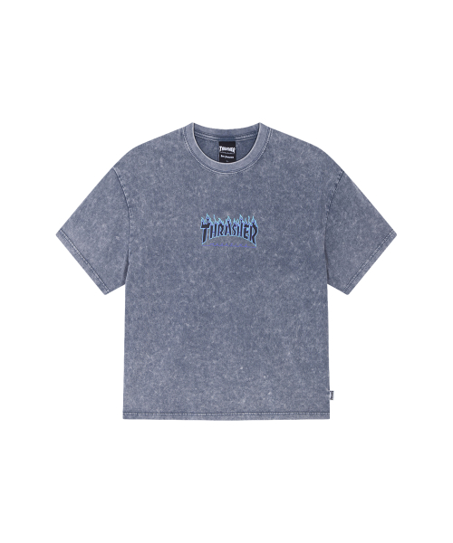 Укороченная футболка с эффектом варки Flame Stone Blue