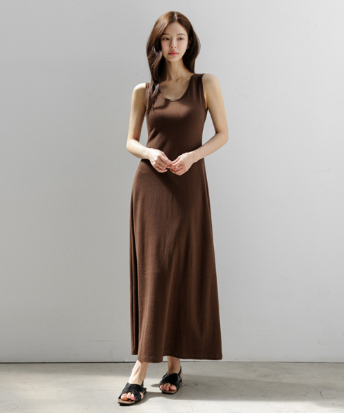 MUSINSA公式 | FRENCHCHIC ロゼットノースリーブロングワンピース_F6S401ON