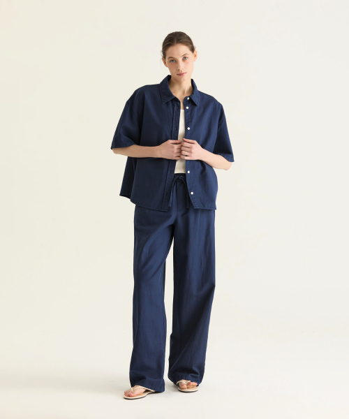 Классические брюки из льна Garment Dying - Navy