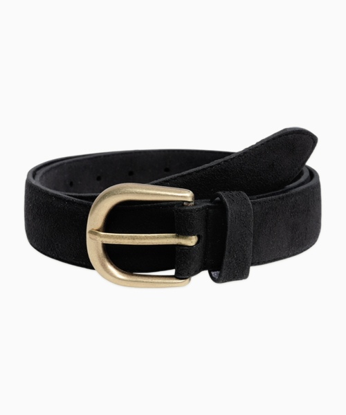 Suede Leather Minimal Belt BLACK