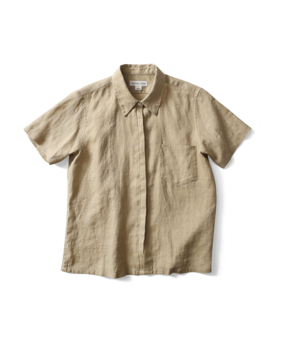 Льняная рубашка с коротким рукавом - Dry Yellow