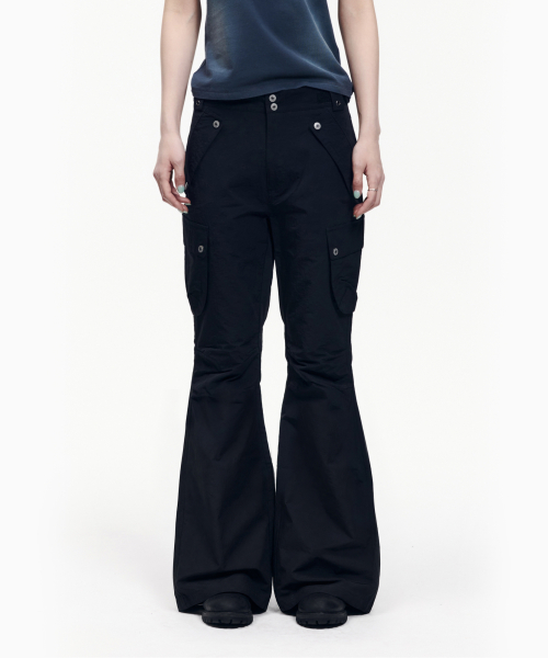 Flare Ripstop Cargo Pants (Black)