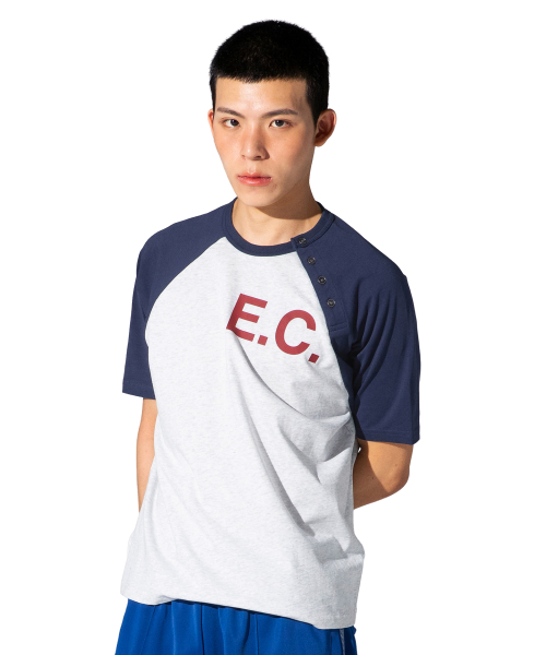 XTT160 E.C 헨리넥 래글런 티셔츠 (NAVY/GRAY)