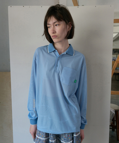 356. Свободный сетчатый топ Sky Blue