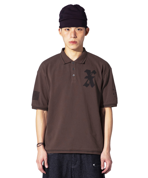 XTT161 크레스트 피케 티셔츠 (BROWN)