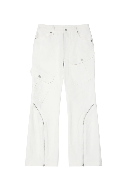 ZIPPER BOOTSCUT CARGO брюки IN WHITE